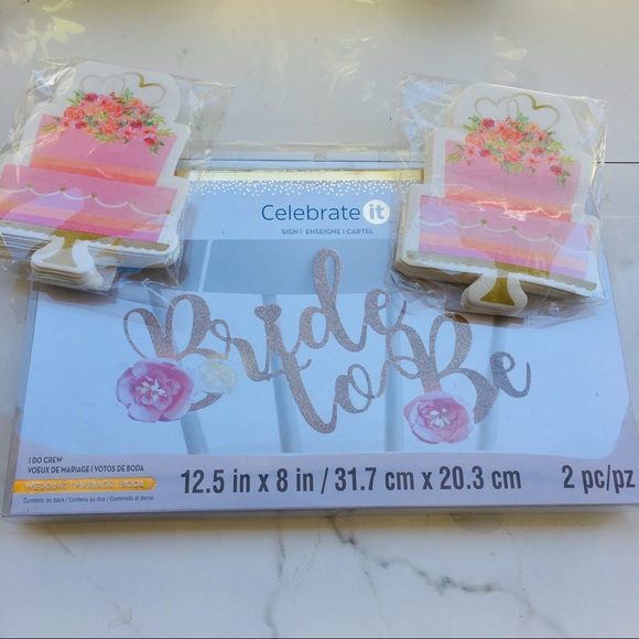 Celebrate It Other - Bride wedding Sign with flowers and napkins